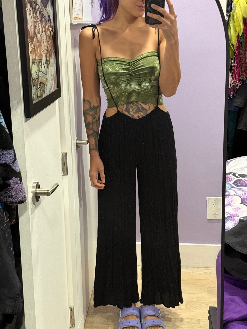 Etophe Studio Black Wide Leg Suspender Pants - Picture 2 of 5
